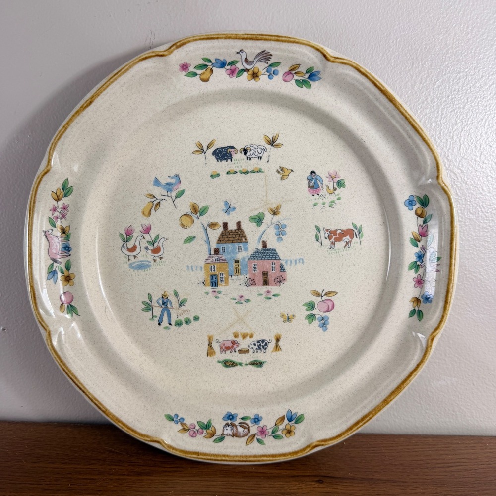 Vintage International Heartland 7774 12" Stoneware Platter Japan Farmhouse